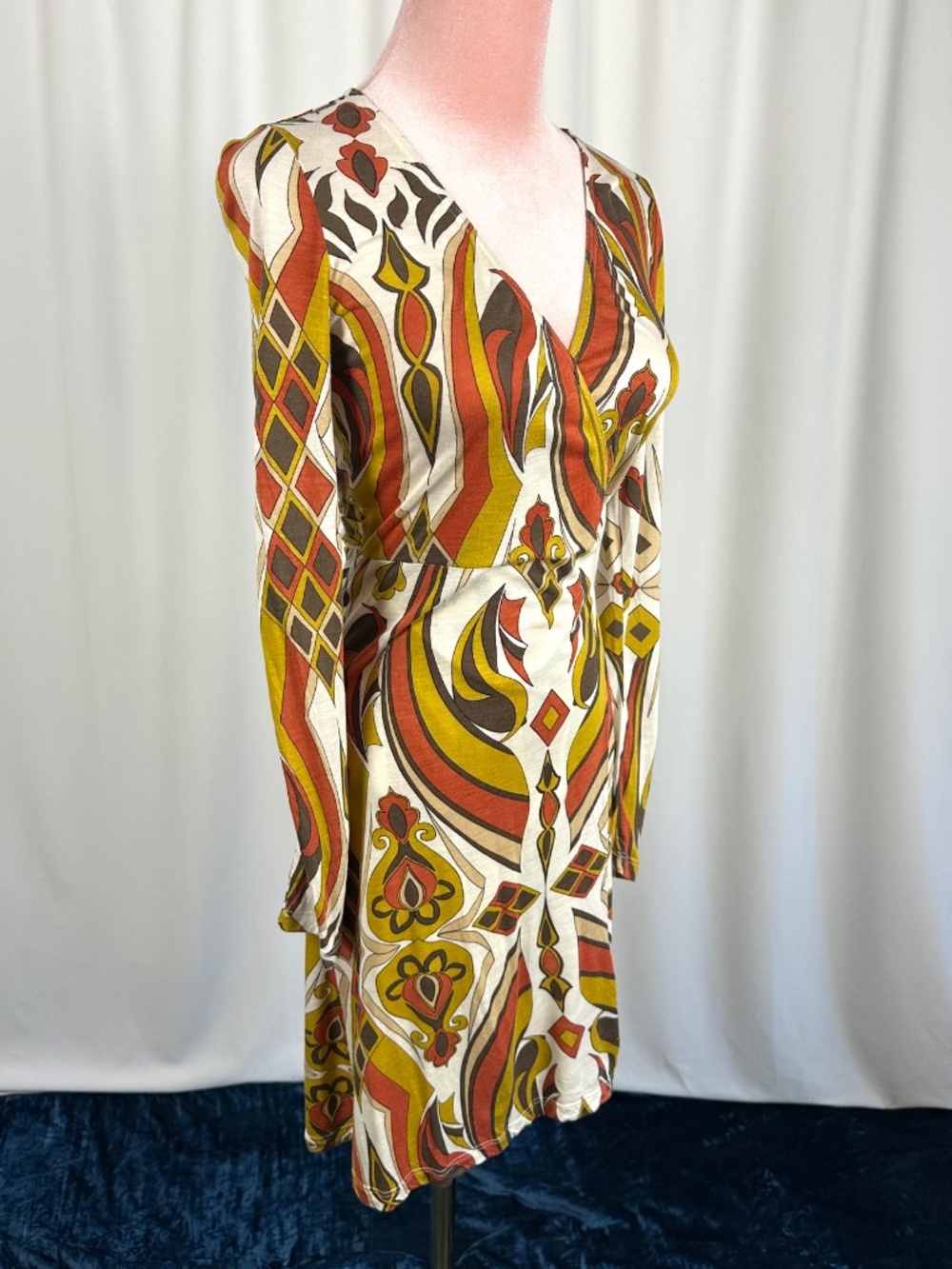 Vintage Crystal Candy USA Retro Geometric Wrap Dress XS - Picture 5 of 16